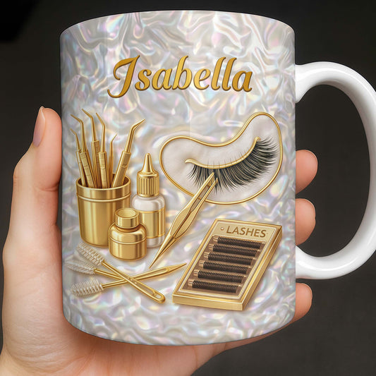 Lashes Professional Tools And Golden Lash Artist Accessories - Personalized Custom Coffee Mug - JBS226_MG