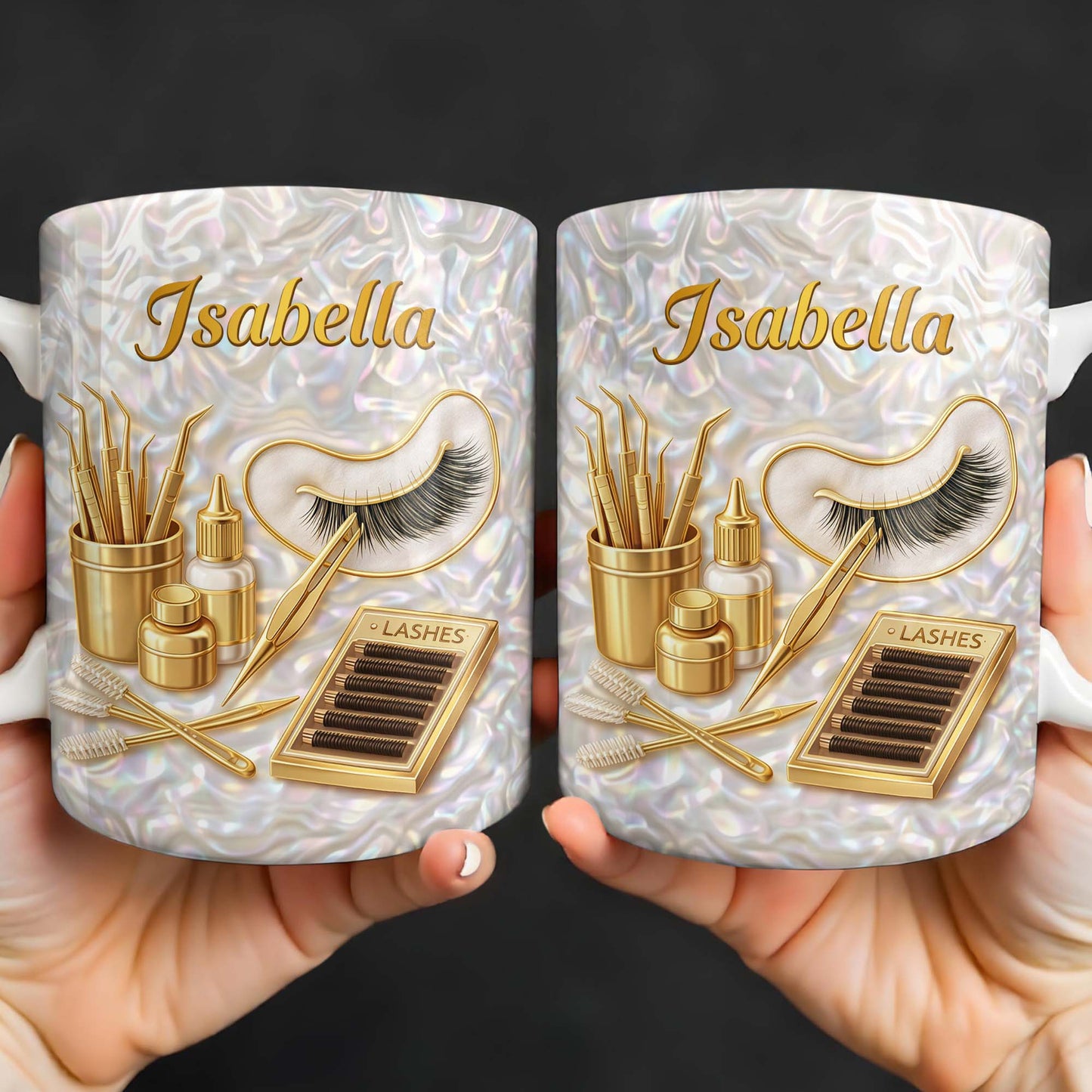 Lashes Professional Tools And Golden Lash Artist Accessories - Personalized Custom Coffee Mug - JBS226_MG