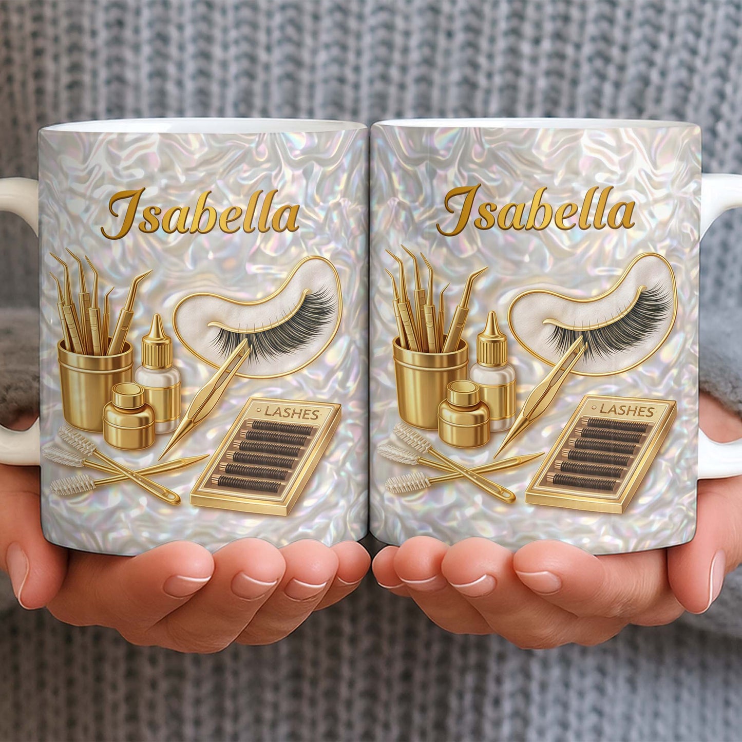 Lashes Professional Tools And Golden Lash Artist Accessories - Personalized Custom Coffee Mug - JBS226_MG