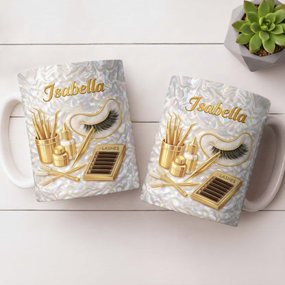 Lashes Professional Tools And Golden Lash Artist Accessories - Personalized Custom Coffee Mug - JBS226_MG