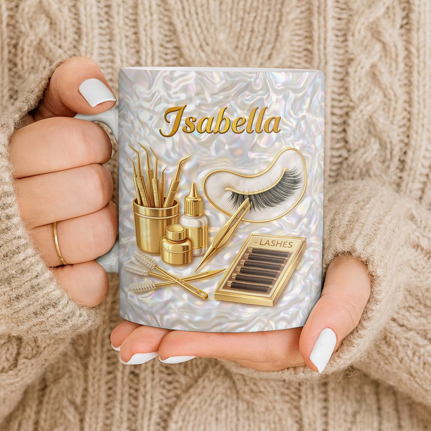 Lashes Professional Tools And Golden Lash Artist Accessories - Personalized Custom Coffee Mug - JBS226_MG
